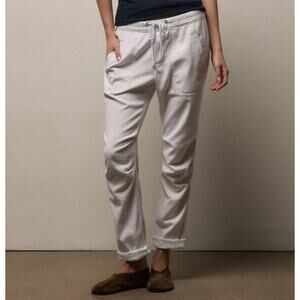 James Perse Soft Drape Pant White Sz 2 Lived-in Relaxed Slim Fit quiet luxury